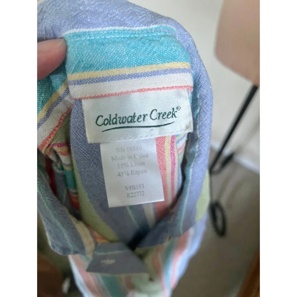 Vintage Coldwater Creek Striped Linen Top - Picture 4 of 5